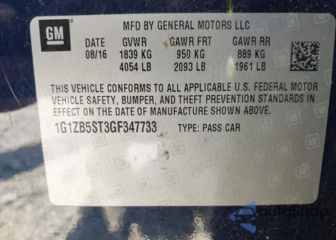 2016 Chevrolet Malibu Ls from USA, damaged, VIN 1G1ZB5ST3GF347733